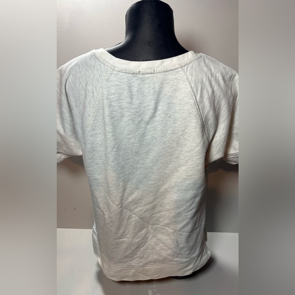 J. Crew White Short Sleeve Tee with Coral and Aqua Geometric Front - Picture 2 of 5